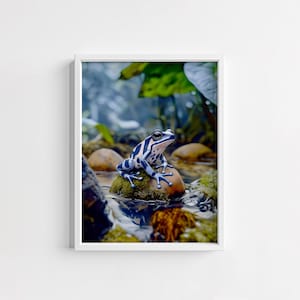 Kleurrijke dartkikker aquarel kunstafdruk | Levendige dierenmuurdecoratie, op de natuur geïnspireerd huisdecor, unieke cadeau-ideeën