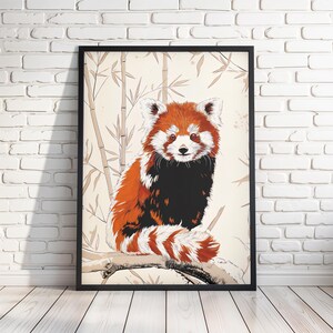 Red Panda Printable Wall Art, Cute Animal Decor for Nursery & Kids Room, Instant Download Digital Download, Wildlife Illustration Gift