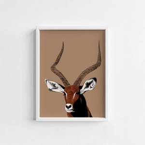 Antelope Wall Poster, Minimalist Animal Art, Printable Antelope Decor, Adorable Antelope Digital Wall Art
