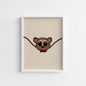 Cute Bush Baby Printable Wall Decor, Digital Nursery Animal Art, Instant Download Kids Room Decoration, Safari Jungle Baby Shower Gift
