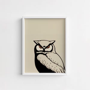 Owl Digital Wall Art | Forest Bird Printable | Night Animal Decor