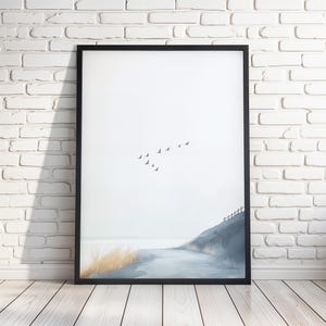 Nature Watercolour Painting Art | Birds Flying in the Sky Art Print | Wall Art Digital Download