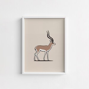 Antelope Wall Poster Printable, Minimalist Animal Art, Digital Antelope Decor, Modern Wildlife Nursery Print, Adorable Animal Illustration
