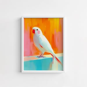 White Cockatoo Art Print | Tropical Bird Wall Decor | Minimalist Home Art