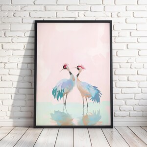 Flamingo Wall Art for Home Decoration, Tropical Bird Canvas Print, Pink Animal Home Decor, Coastal Living Room Artwork, Gift Idea