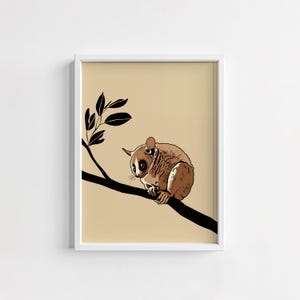 Bush Baby Wall Art Print - Cute Nursery Animal Decor, Safari Wildlife Illustration, Kids Room Printable Poster
