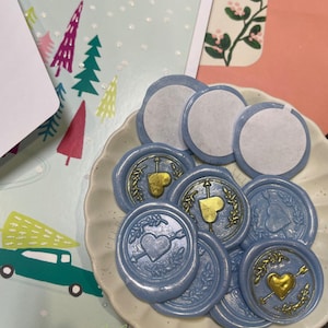 Heart Wax Seal Adhesive- Pre-made Wedding Invitation Seals, Self-Adhesive wax seals, wax seal stickers, gold accent wax seal stickers