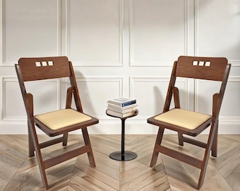 High-Back Wood Folding Chairs with Padded Seats
