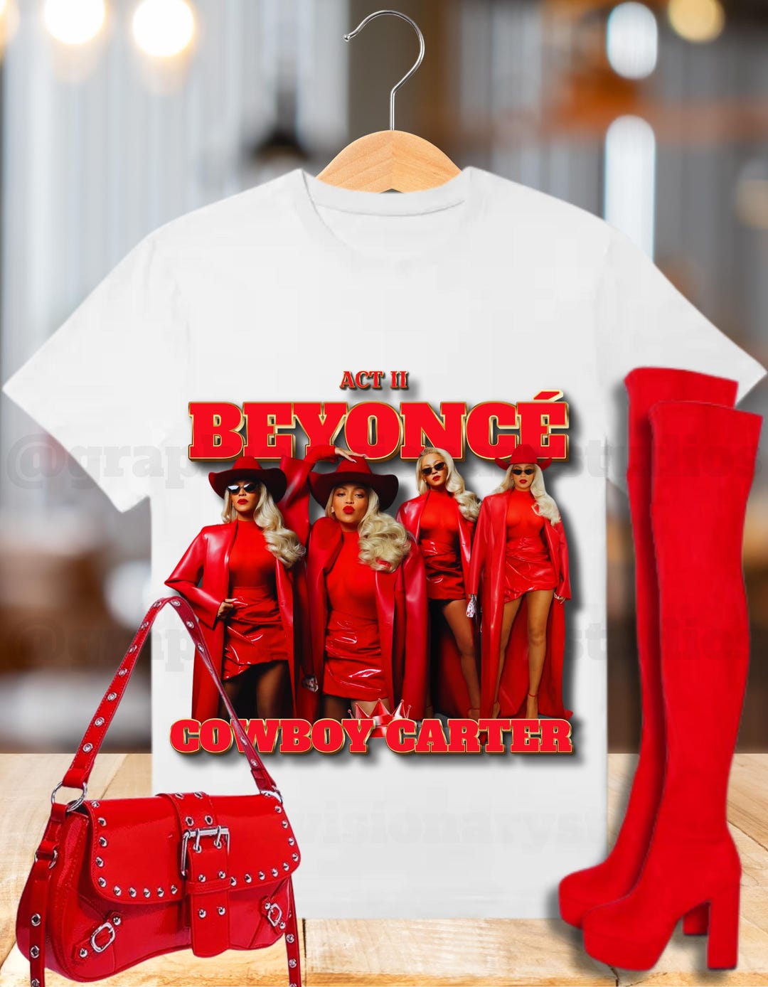 Template : Beyonce Red Graphic T-shirt- Cowboy Carter - Etsy