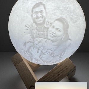Personalized Moon Lamp,Personalized Night Light with 3D Print Your Own Photo ,16 Colors USB Charging Night Lamp,Valentine’s Day gift