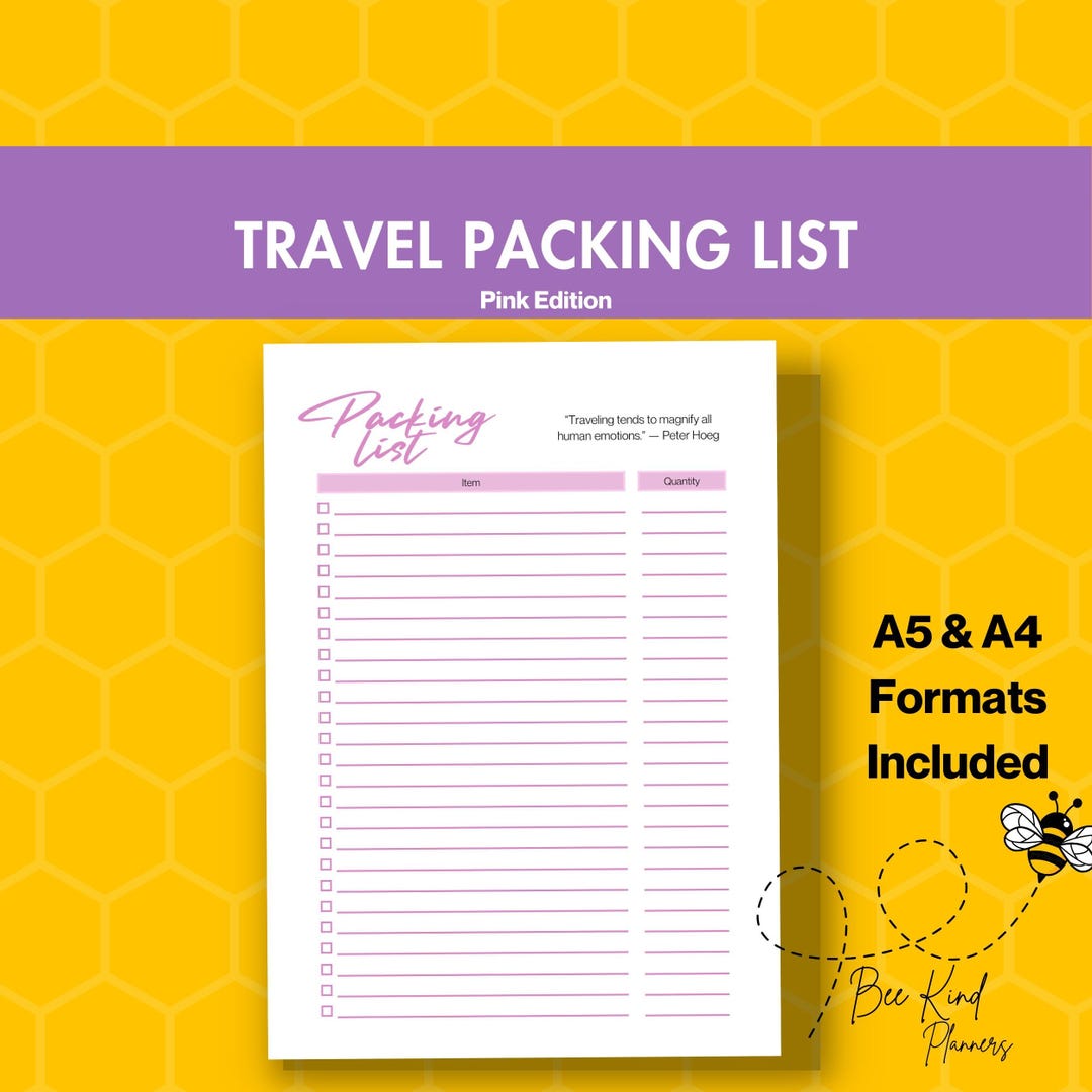 Travel Packing List | Printable Journal Page | Travel Packing Planner ...