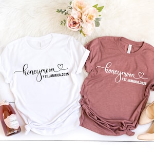 Honeymoon Season Shirt, Custom Honeymoon Vacation Shirt, Personalized Honeymoon Location Shirts, Married Shirt, Couple Matching T-Shirt