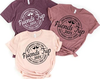 Friends Trip 2025 T-Shirt, Personalized Matching Vacation Tee