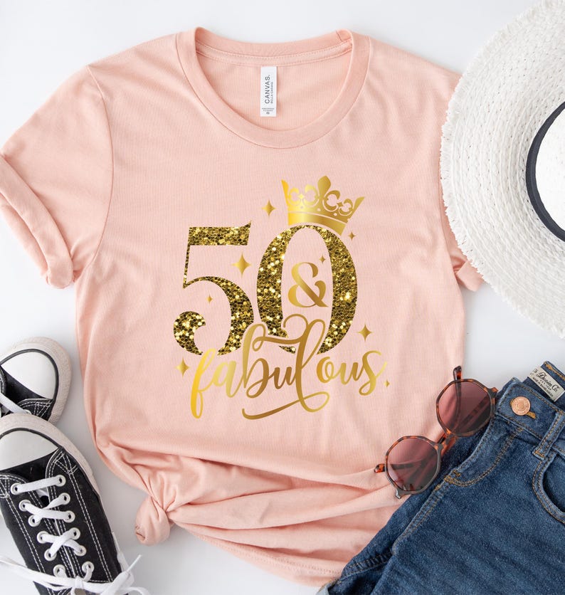 Fifty and Fab Birthday T-Shirt for Fifty and Fabulous Women