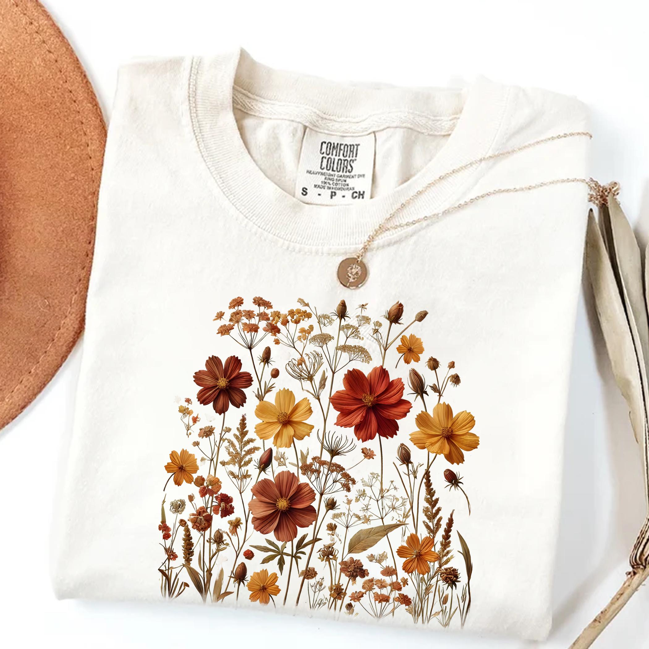 Comfort Colors Fall Wildflower Shirt, Botanical Tee - Etsy