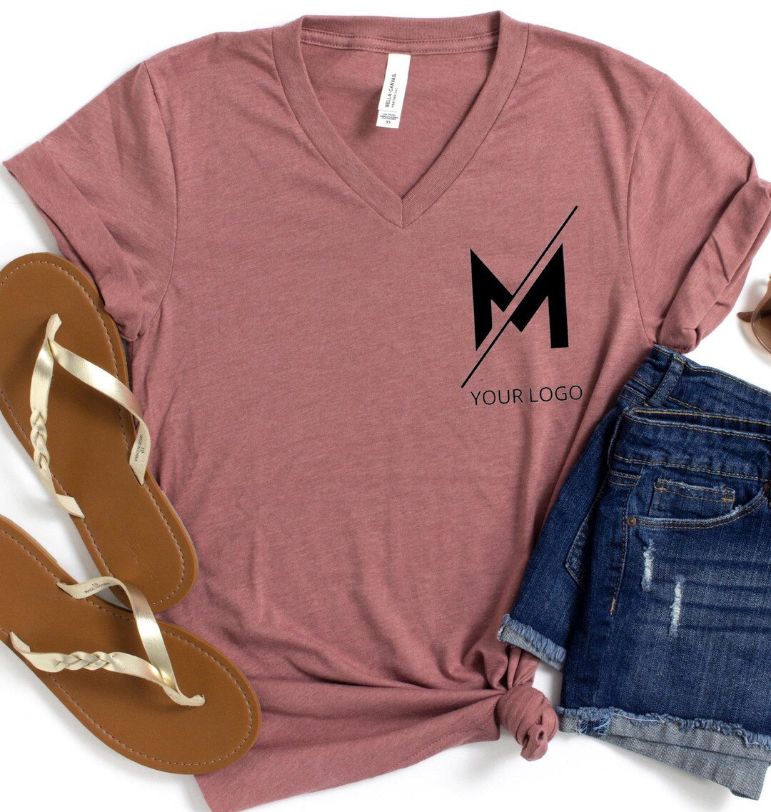 Custom V Neck Shirt, Custom Logo V-neck Shirt, Add Your Own Text ...