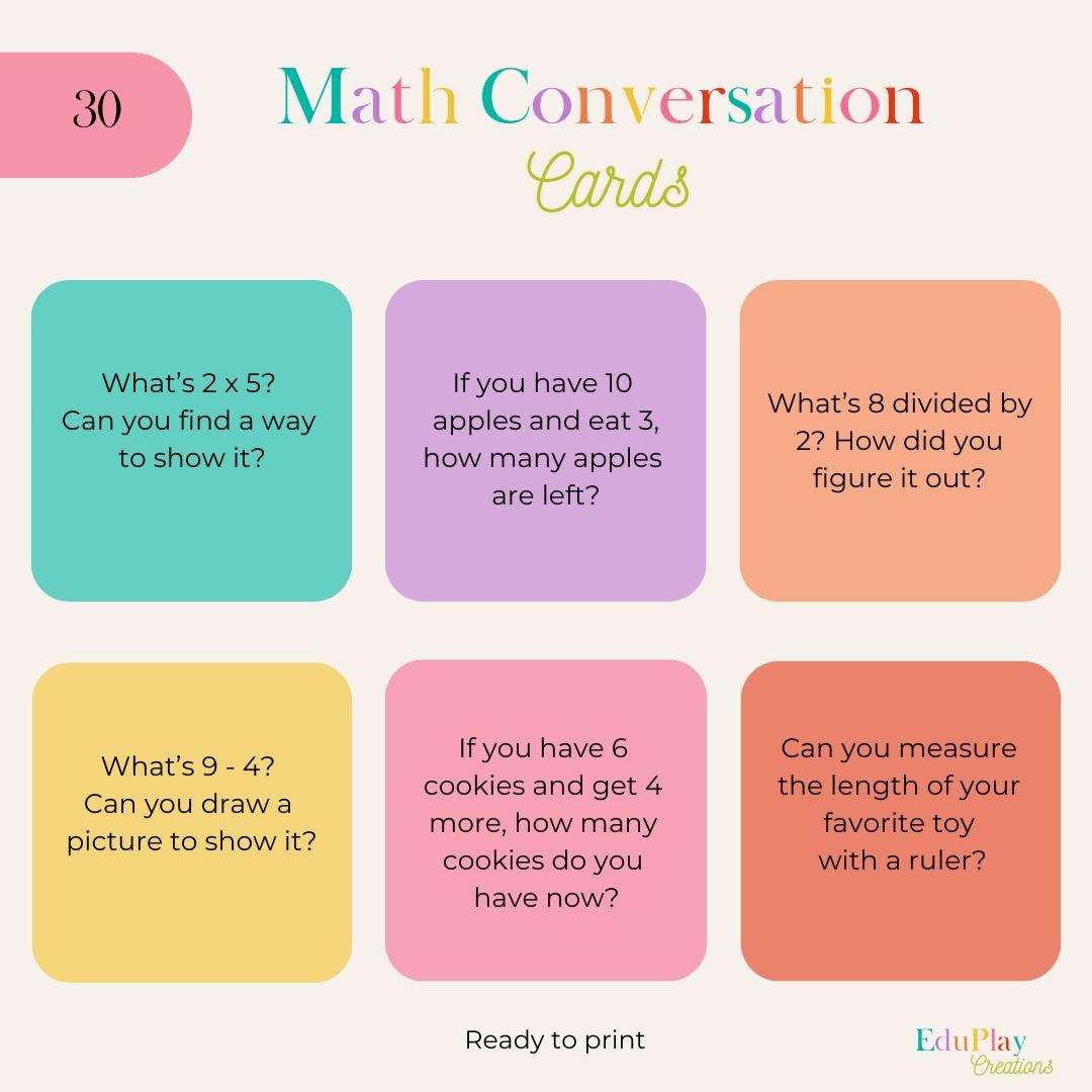 Conversation Math Cards, Printable Conversation Starters, Talking Cards ...
