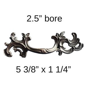 Vintage French Provincial Furniture Pull - 2.5&quot; Bore, Original Patina