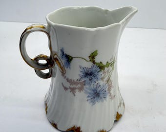 Vintage Haviland Limoges Creamer: Hand-Painted Blue Floral Porcelain Pitcher