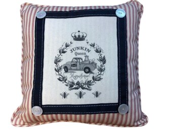 Boho Pillow with Truck and Antique Furniture, Junkin' Queen