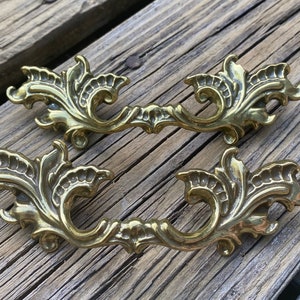 French Provincial Brass Furniture Pulls - Set of 2