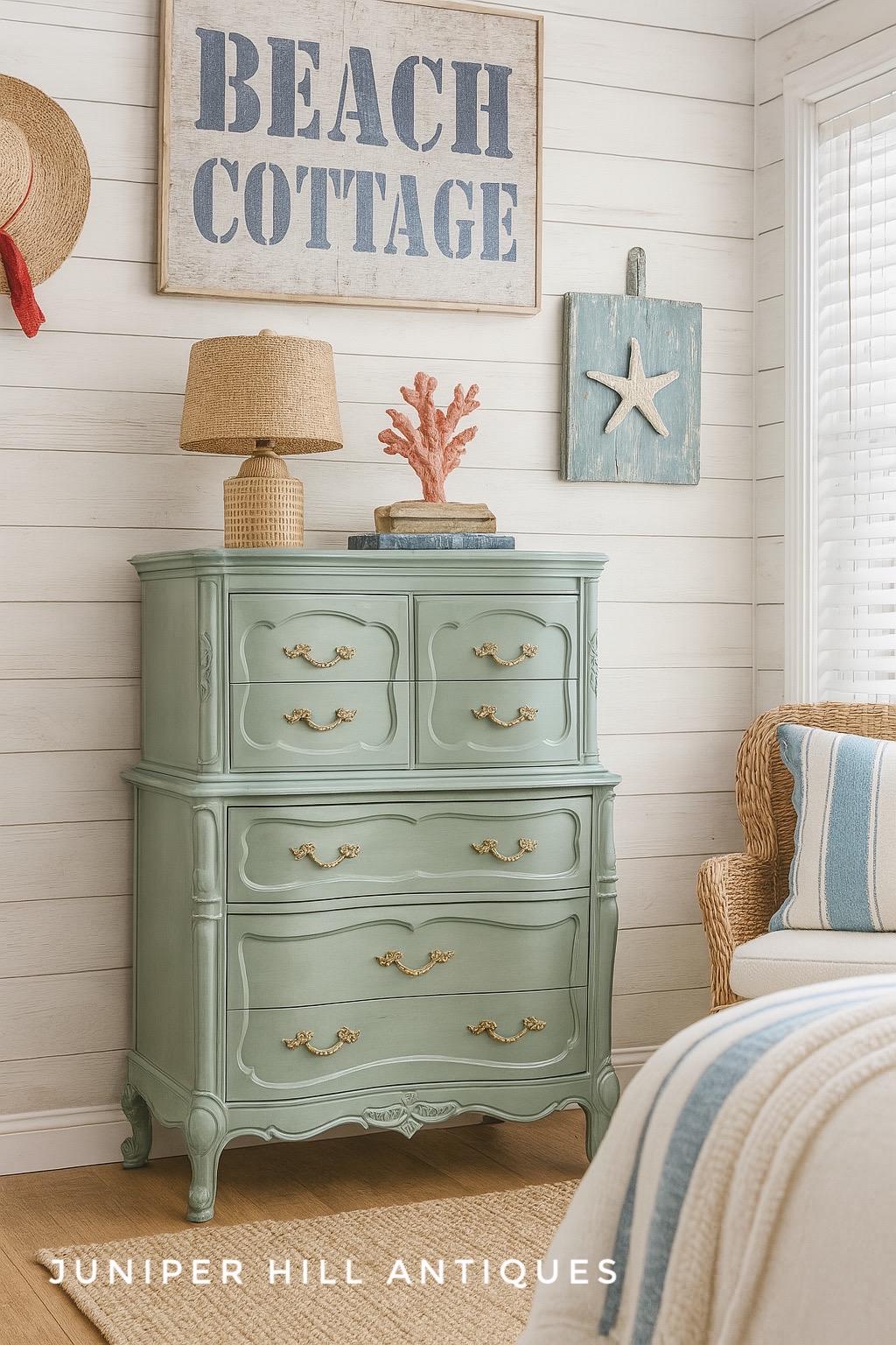 Vintage French Provincial Dresser, Chest of Drawers, Coastal Farmhouse, Modern Farmhouse, Grandmillennial, Beach Cottage