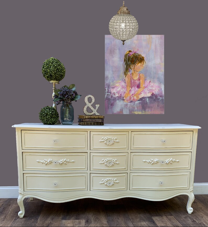 French Provincial Dresser Painted Cottage Chic And Shabby Baby Changing Station Creamy White With Rose Floral Appliques And Light Distressi