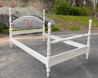 SOLD! - full Size Painted and Upholstered Cottage Bed, Shabby Chic