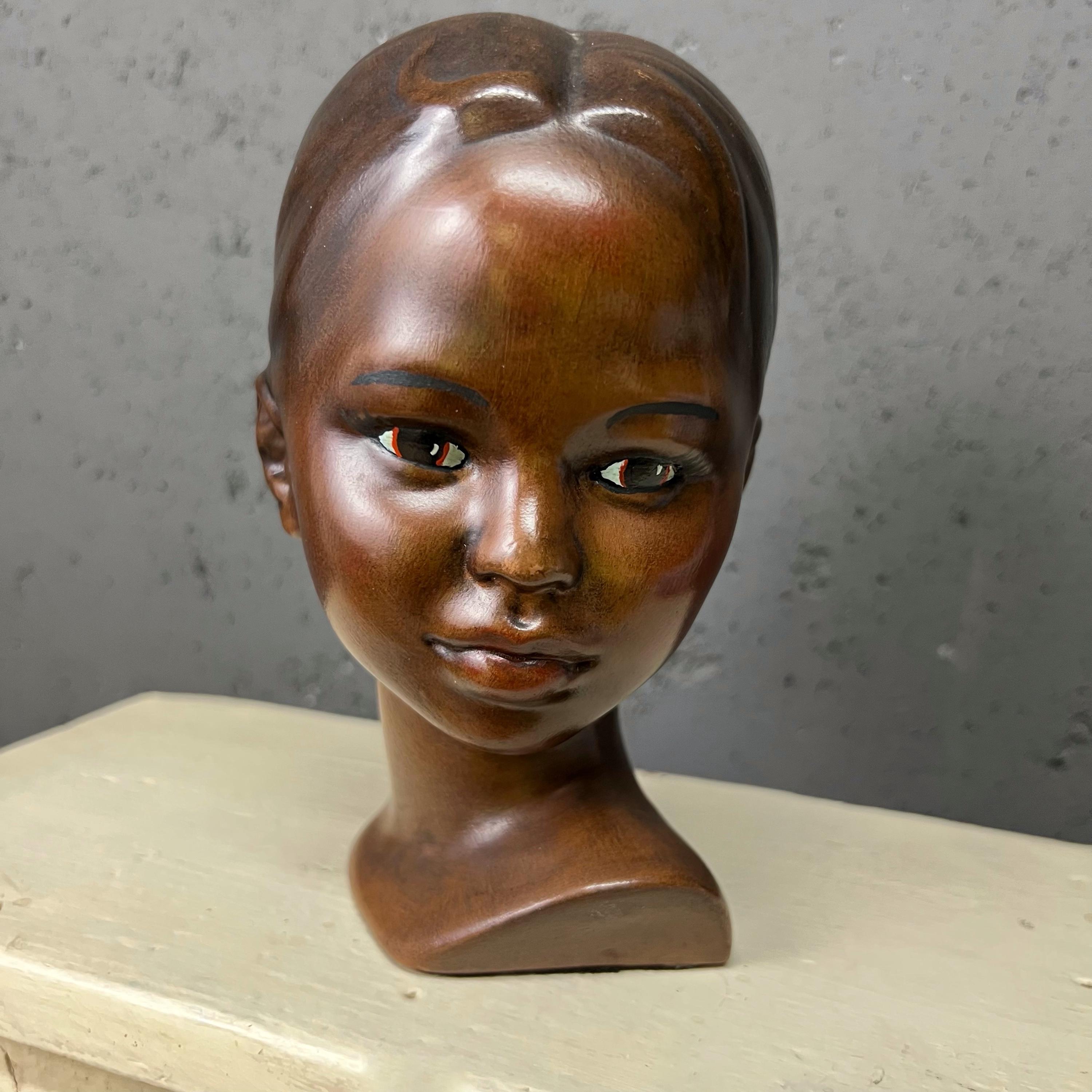 木彫り 黒人頭部置物 約18cm オブジェ 木彫り 黒人頭部置物 約18cm オブジェ
