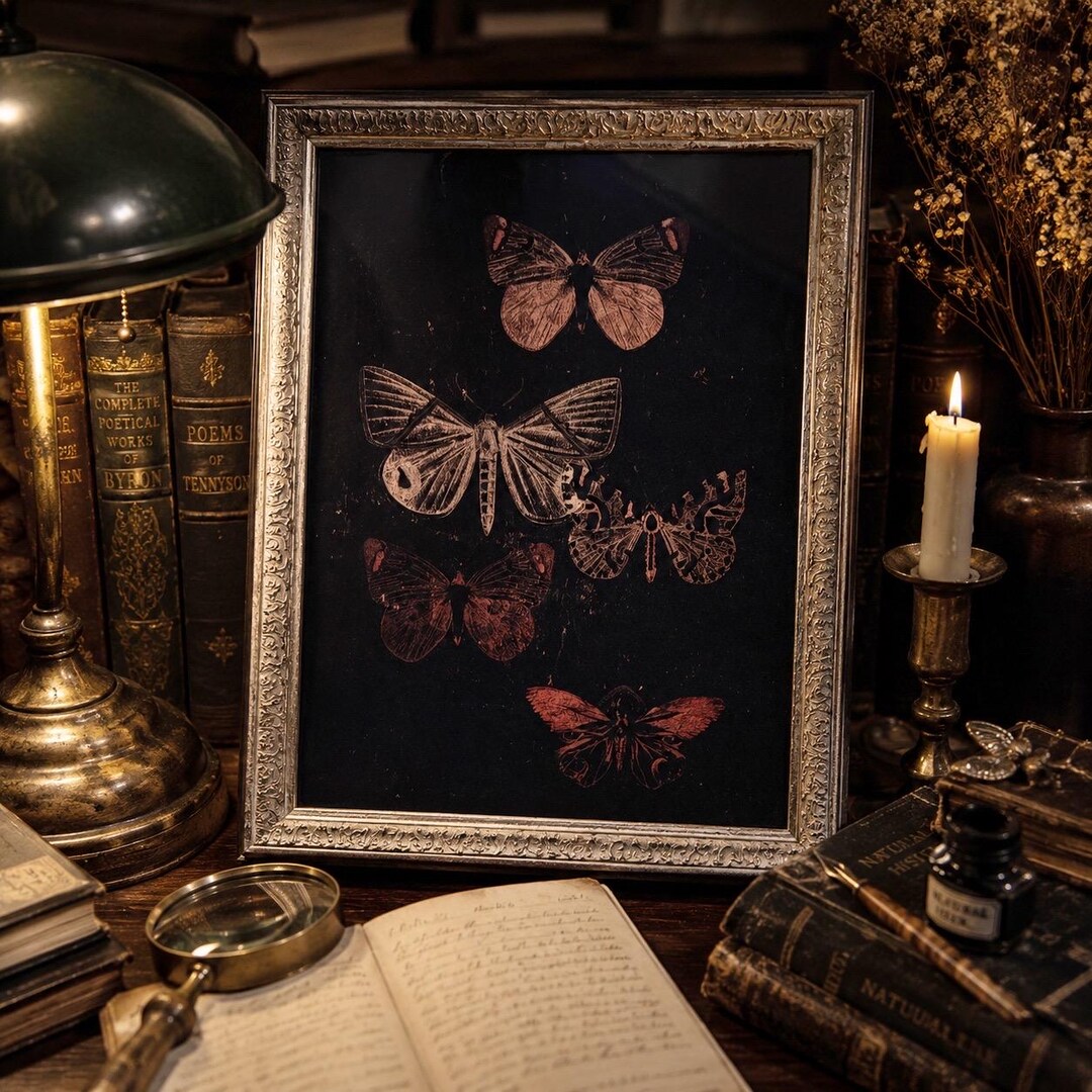 Dark Academia Butterfly Wall Art Vintage Gothic Entomology Framed Print ...
