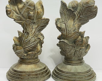 Uttermost Acanthus Leaf Resin Bookends – Antiqued Green Gold Sculptures