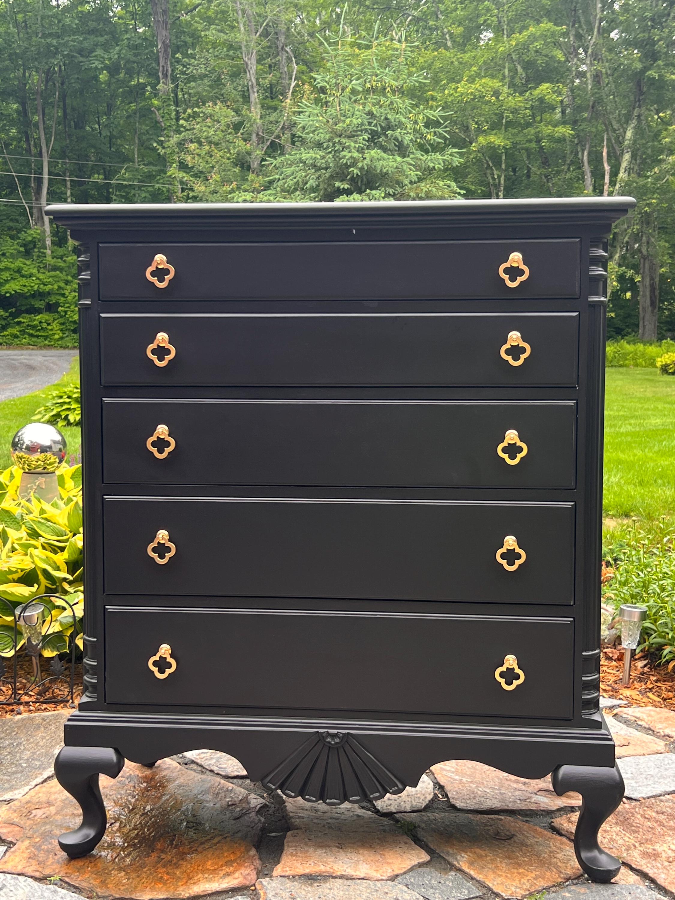 black dresser tall Benjara Yoh 47 Inch Tall 4 Drawer Dresser Chest with Marble Top, Metal  Knobs, Black main image 1