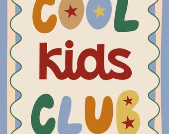 Kinderclubposter | Retro sterren kinderkamerkunst