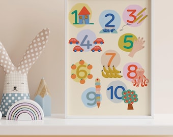 Nummerposter voor kinderspeelkamer