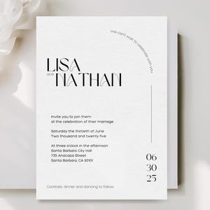 Minimale Hochzeitseinladungsvorlage, moderne Hochzeitsbogeneinladung, bearbeitbare Canva-Vorlage, druckbarer digitaler Download | 18cmx18cm