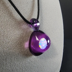 hand blown glass opal pendant