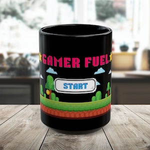 Gamer Fuel Mug, Gamer Mug, Gamer Gift, Fun Gamer Mug, Fun Gamer Gift, Video Game Gift, Video Game Mug, Gamer Coffee Mug,Super Bros Mug,8 bit