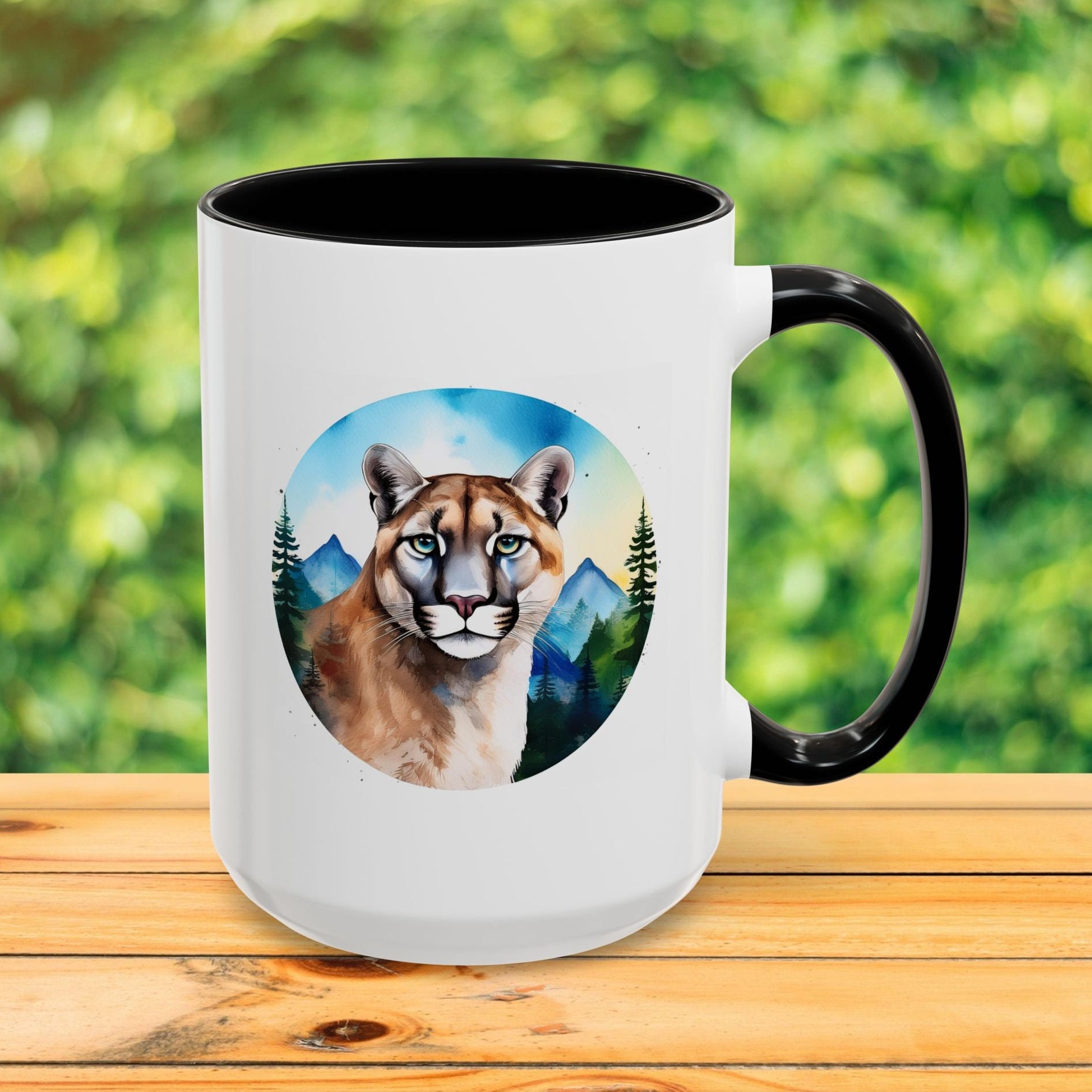 Cougar Coffee Tea Mug, Mountain Lion Coffee Tea Mug, Puma Mug, Wildlife Nature Mug, Gift for Him, Guy Gift, Dad Mug Gift, Father's Day Gift