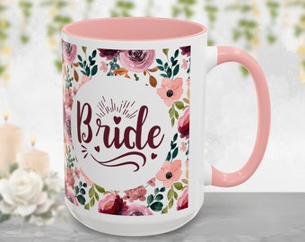 Bride Coffee Tea Mug, Wedding Mug, Bridal Mug, Wedding Gift, Bridal Gift, Bride Gift, Friend Wedding Gift, Boho Wedding Mug Gift,11 oz 15 oz