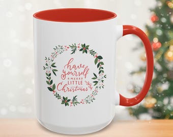 Christmas Coffee Mug, Merry Little Christmas Coffee Mug Gift, Holiday Mug Gift, Santa, Xmas Present, Friend Gift, Gift for Her, 11 oz 15 oz
