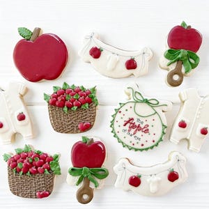 Apple of Our Eye Baby Shower Cookies – Red Apple Decorated Sugar Cookies for Baby Showers, Gender Reveals, or Fall Parties