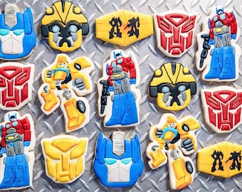Galletas de azúcar decoradas a medida con glaseado real - Transformers - Autobots Cumpleaños