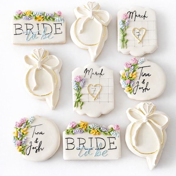 Custom Royal Icing Sugar Cookies - Wedding, Bridal Shower