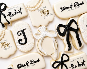Galletas para despedida de soltera "Ella se casa", recuerdos personalizados para fiesta de compromiso, galletas de azúcar decoradas a mano (docena).