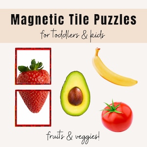 Rompecabezas magnéticos de frutas y verduras (fotos reales) / Actividades Montessori para niños pequeños / Recursos para padres / Descarga instantánea imprimible