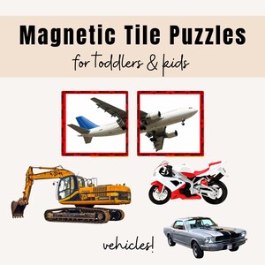 Magnetfliese Puzzles Fahrzeuge (Echte Fotos) | Montessori Kleinkind-Aktivitäten | Ressourcen für Eltern | Druckbare Instant Download
