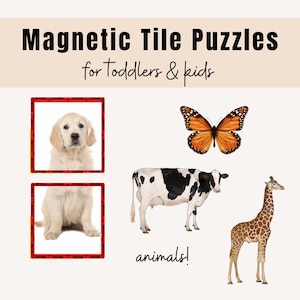 Dierenpuzzels met magneettegels (echte foto's) | Montessori-peuteractiviteiten | Bronnen voor ouderschap | Afdrukbare directe download