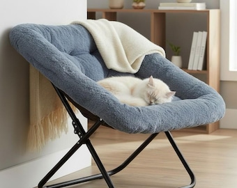 Ultra Soft Faux Fur Folding Chair, Cozy Lounge Seat for Bedroom Decor