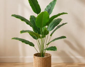 Realistische kunstmatige bananenbladstelen, buigbare nep-tropische bladeren voor huis- en moderne decoratie