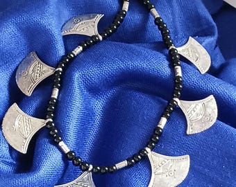 Tuareghalsband i massivt silver - Traditionella Tuareg-smycken, handgjorda